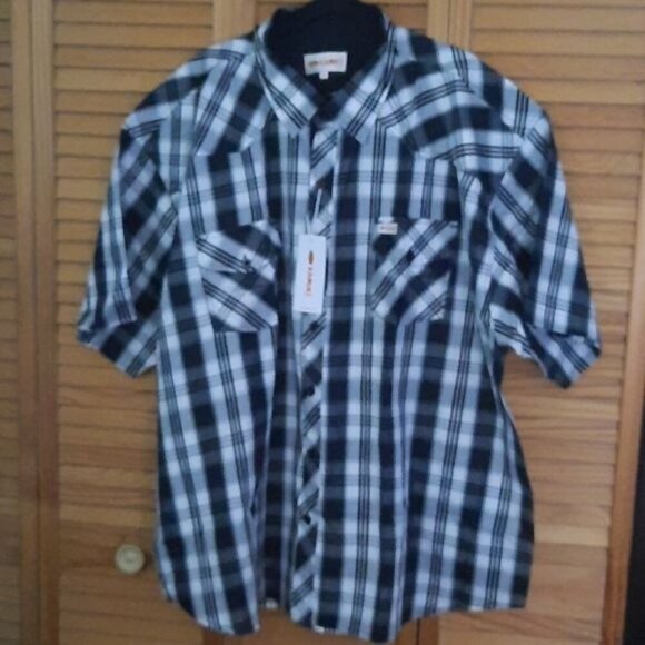 Kamro Streetwear Short Sleeve Double Breasted Pocket Button Up Shirt Size 5XL - Picture 1 of 8
